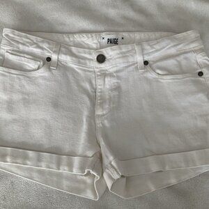 Paige Shorts Womens Size 28 White Denim Rolled Cuff Jimmy Jimmy 5 Pocket Style